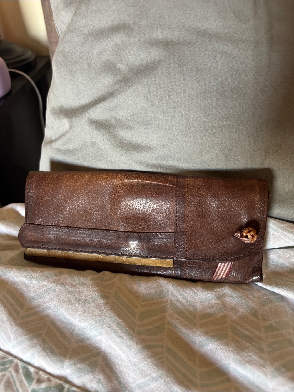 Boss by Hugo Boss Brown/purple Leather Clutch Wallet - Classic Fold-Over Design